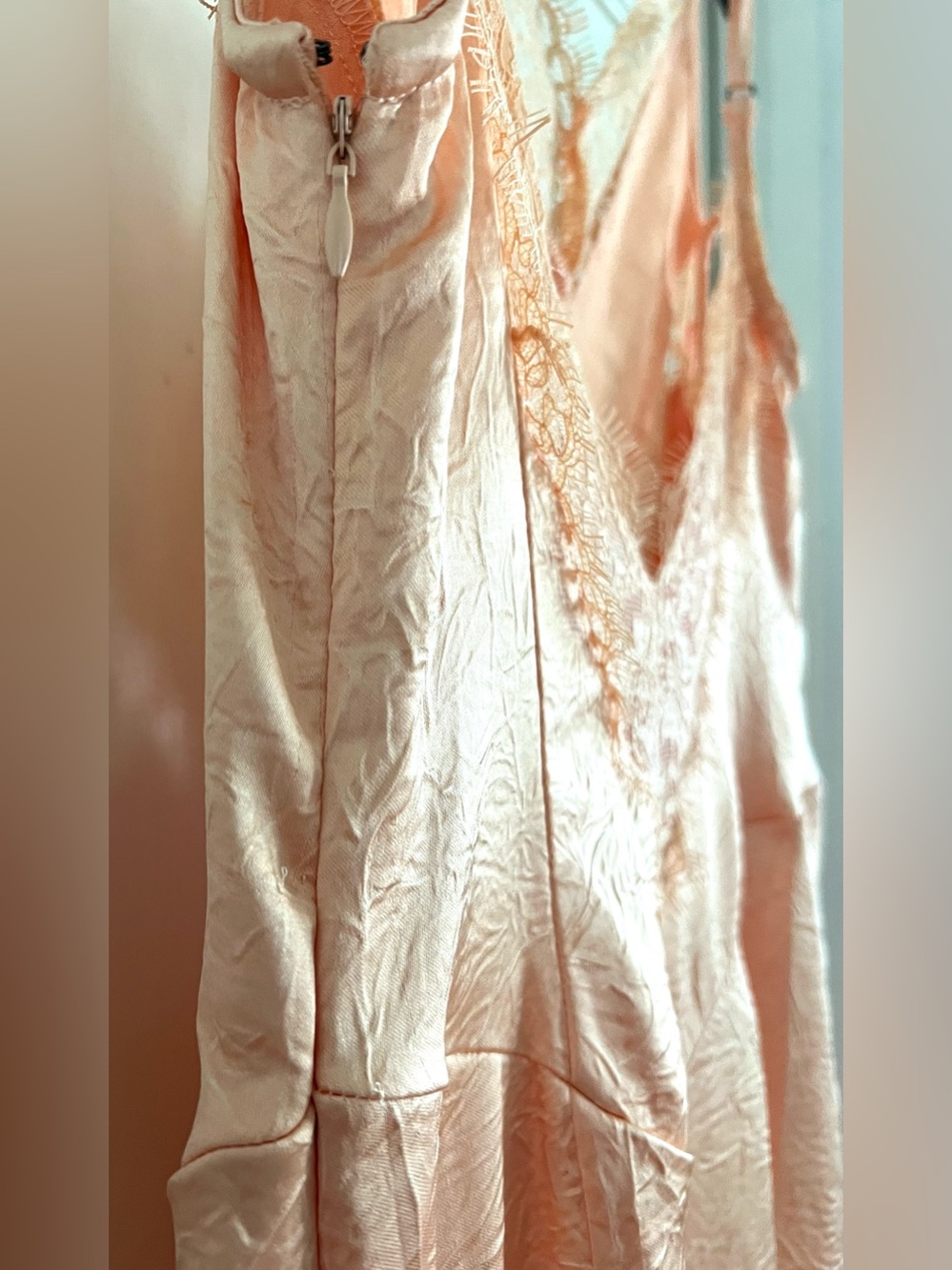 Free People Maybe Forever V Neck Satin Maxi Dress in Orange Bellini Size 0 NWT - Picture 5 of 16
